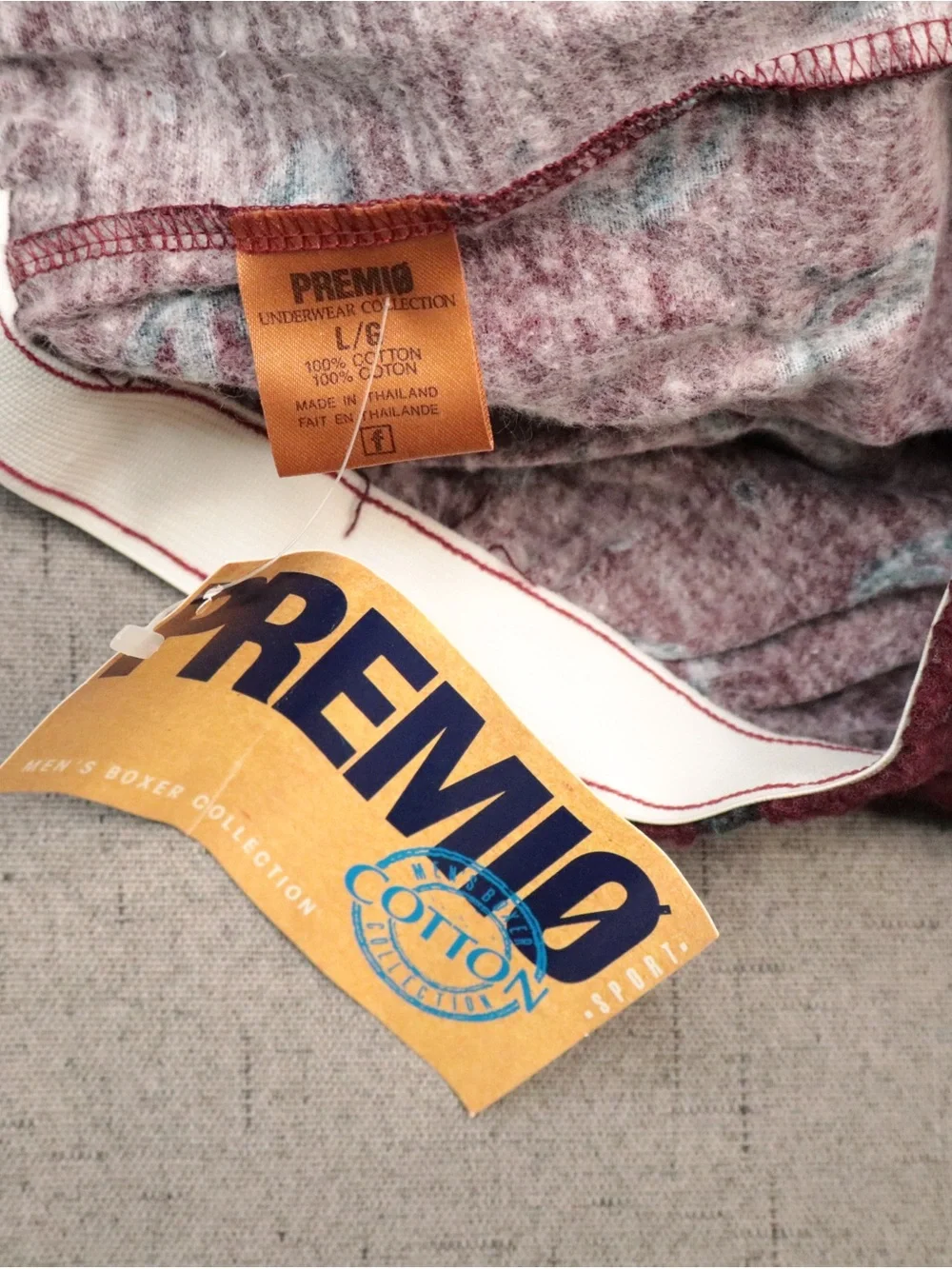 VINTAGE 90s PREMIO Men's Boxer Shorts Paisley Burgundy Red 100% Cotton Sz L